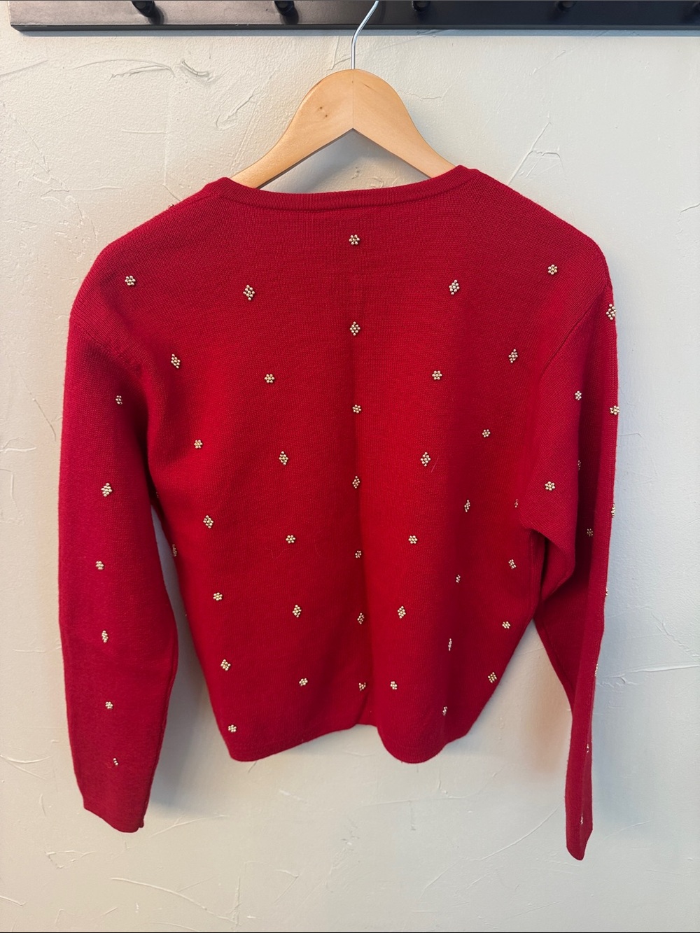 Talbots Red Beaded Button-Front Cardigan - Picture 3 of 3